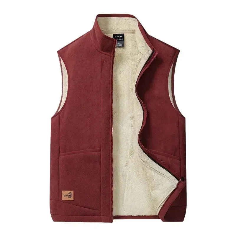 2024 Men’s Plus Size Fleece Vest – Warm Sleeveless Jackets, Autumn Winter Waist Coat  C30
