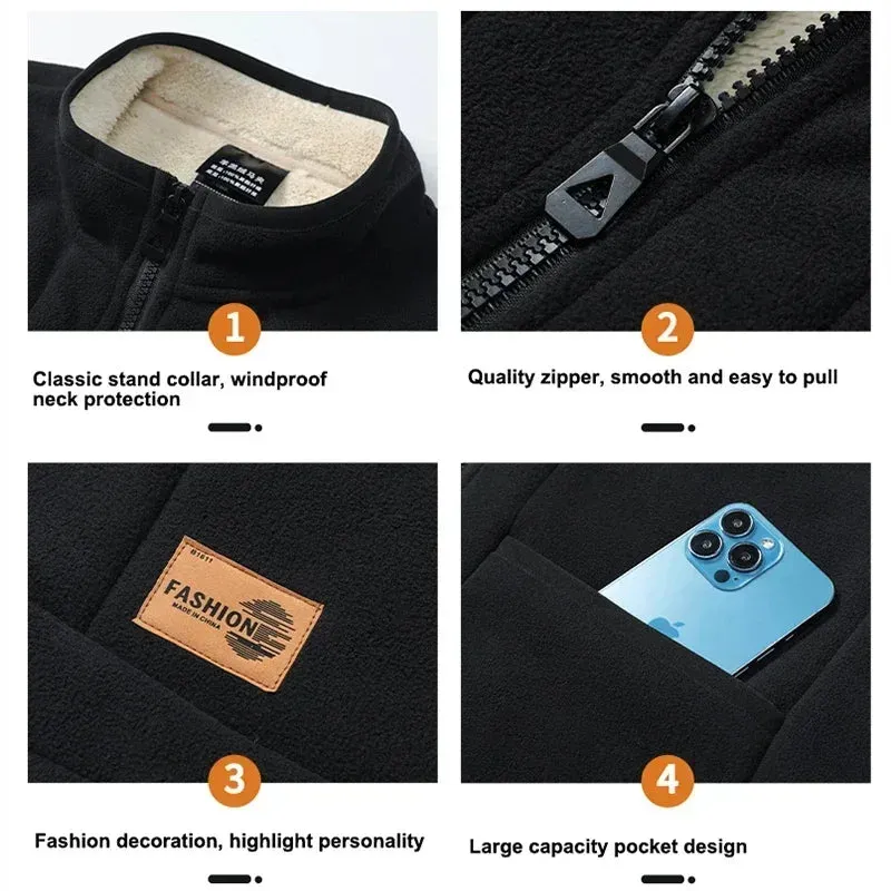 2024 Men’s Plus Size Fleece Vest – Warm Sleeveless Jackets, Autumn Winter Waist Coat  C30