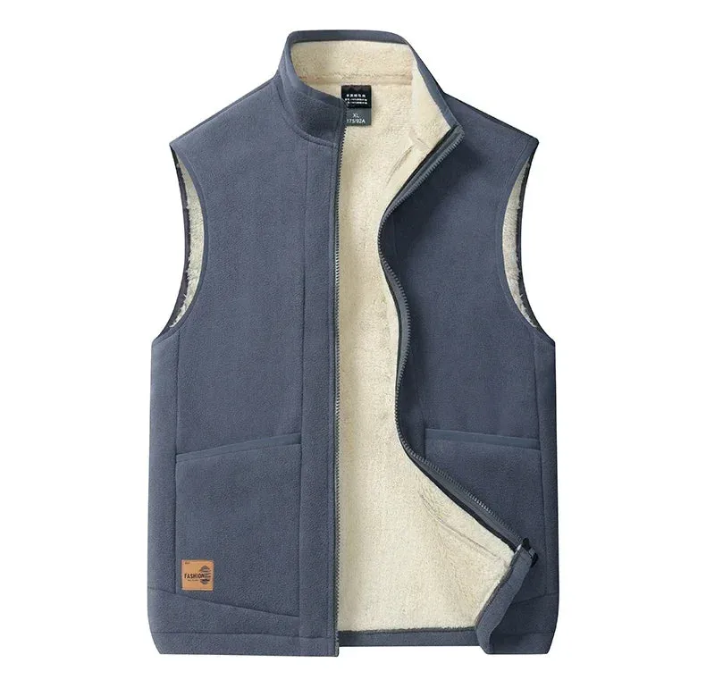 2024 Men’s Plus Size Fleece Vest – Warm Sleeveless Jackets, Autumn Winter Waist Coat  C30