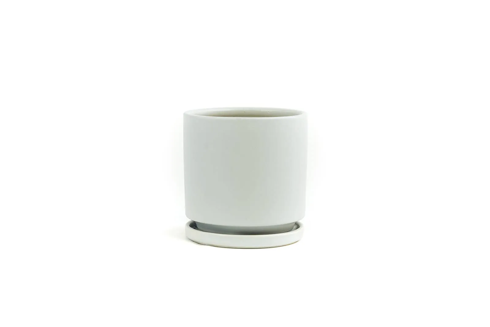 4.5" Gemstone Cylinder Pot with Water Saucer | Stone