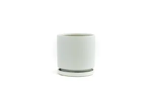 4.5" Gemstone Cylinder Pot with Water Saucer | Stone