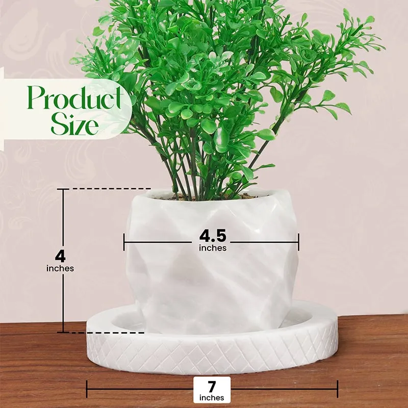 4" Marble Planters For Plant Stand -  Indoor Planter & Outdoor Planter