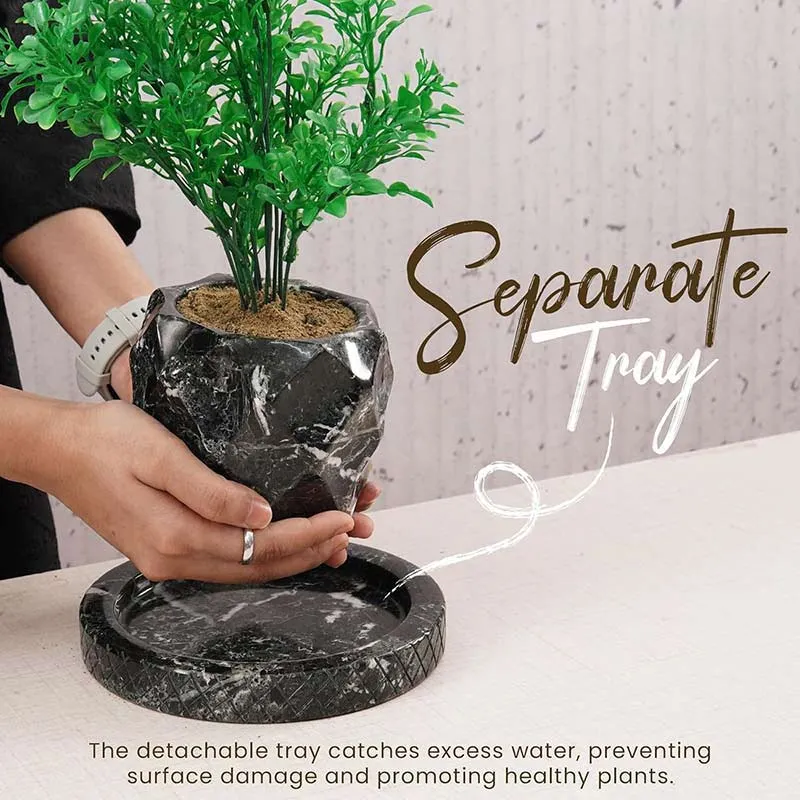 4" Marble Planters For Plant Stand -  Indoor Planter & Outdoor Planter