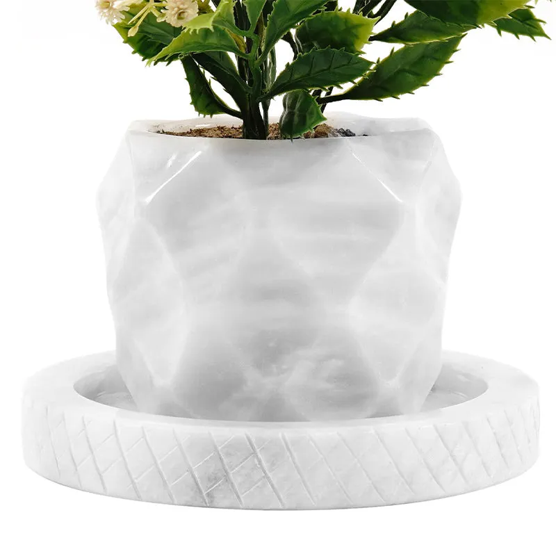 4" Marble Planters For Plant Stand -  Indoor Planter & Outdoor Planter