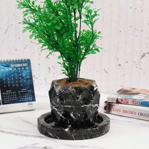 4" Marble Planters For Plant Stand -  Indoor Planter & Outdoor Planter