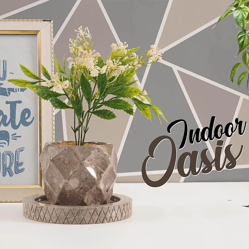 4" Marble Planters For Plant Stand -  Indoor Planter & Outdoor Planter