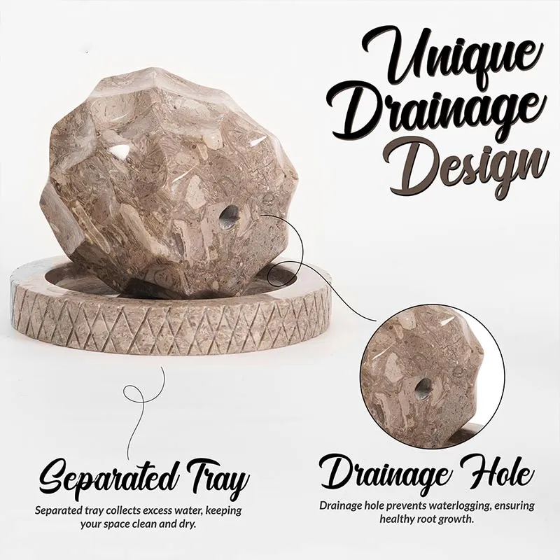 4" Marble Planters For Plant Stand -  Indoor Planter & Outdoor Planter