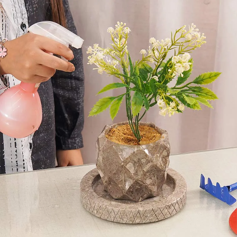 4" Marble Planters For Plant Stand -  Indoor Planter & Outdoor Planter