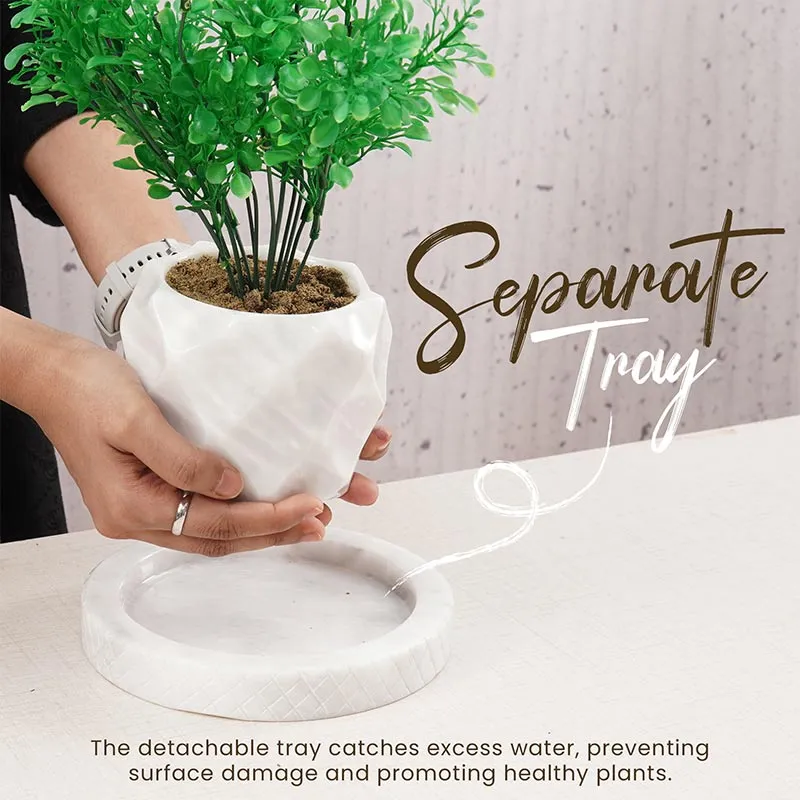 4" Marble Planters For Plant Stand -  Indoor Planter & Outdoor Planter
