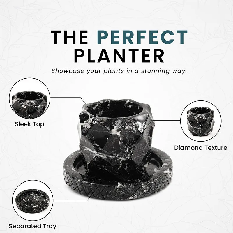 4" Marble Planters For Plant Stand -  Indoor Planter & Outdoor Planter