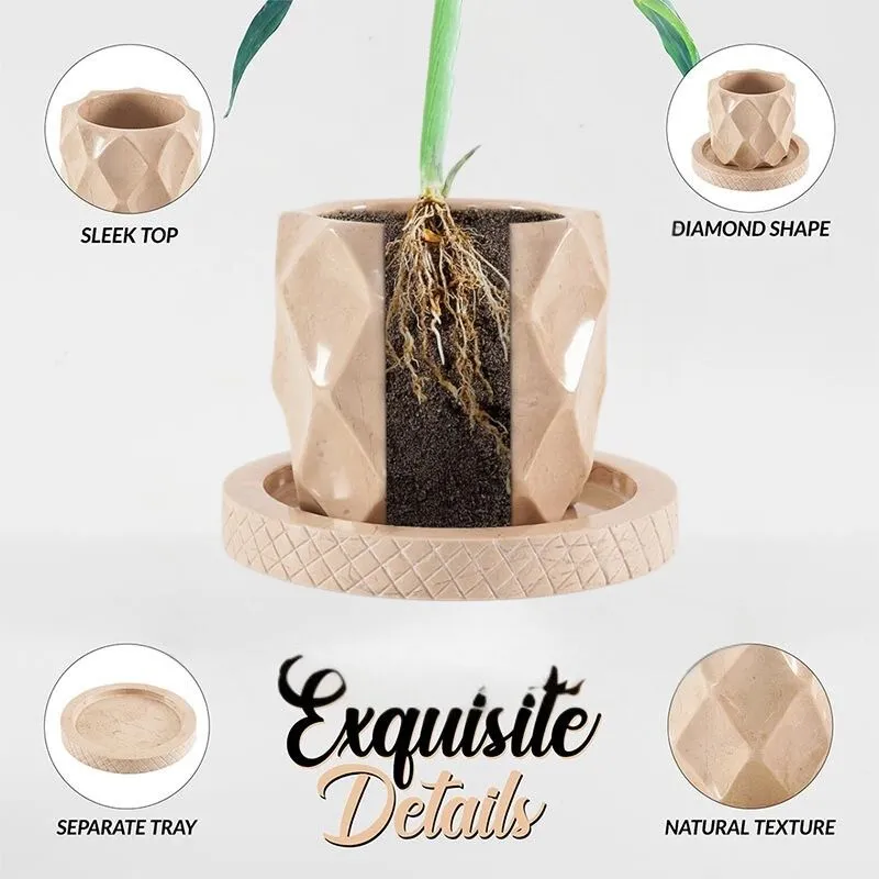 4" Marble Planters For Plant Stand -  Indoor Planter & Outdoor Planter