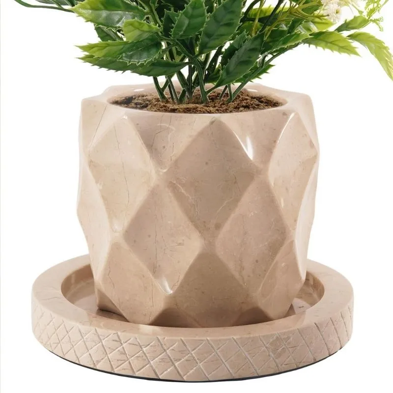4" Marble Planters For Plant Stand -  Indoor Planter & Outdoor Planter