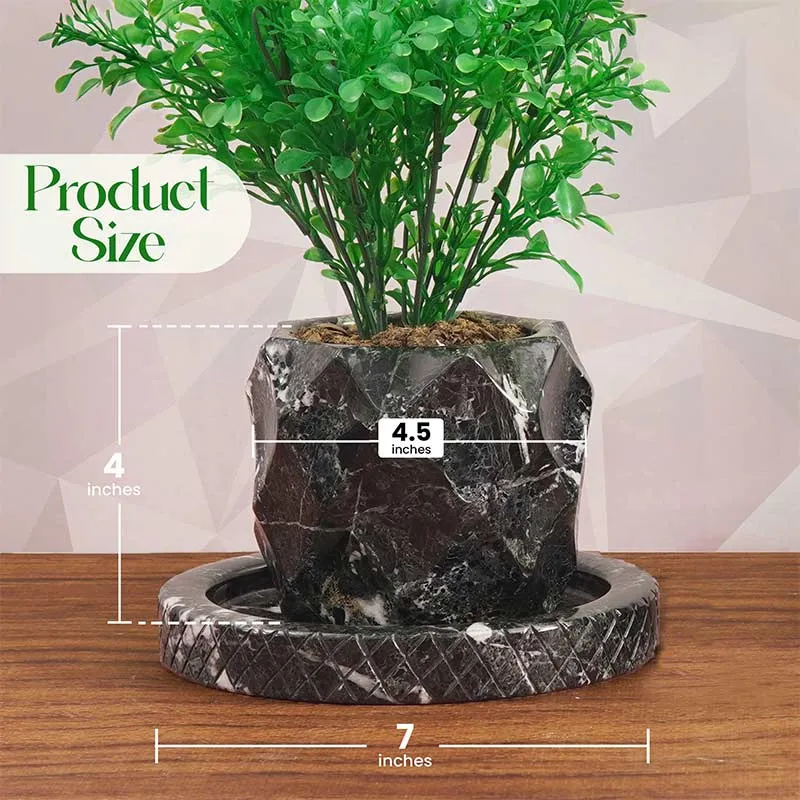 4" Marble Planters For Plant Stand -  Indoor Planter & Outdoor Planter
