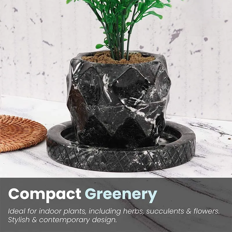 4" Marble Planters For Plant Stand -  Indoor Planter & Outdoor Planter
