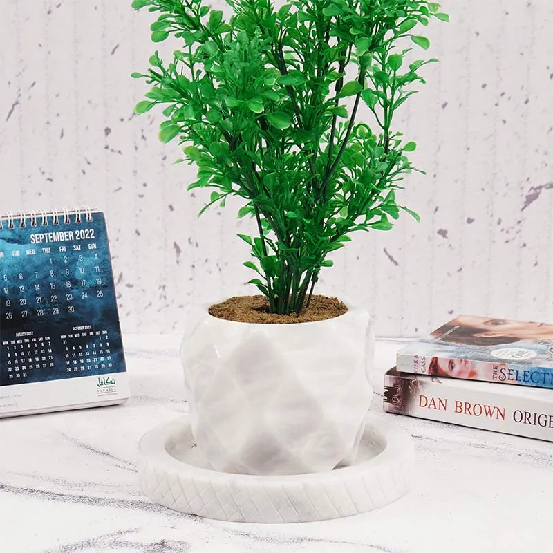 4" Marble Planters For Plant Stand -  Indoor Planter & Outdoor Planter