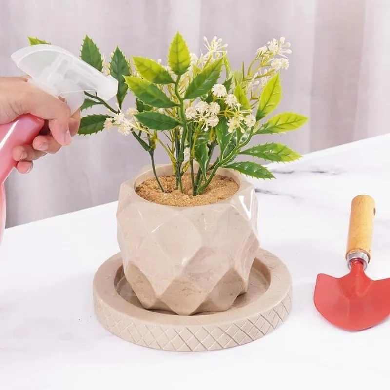 4" Marble Planters For Plant Stand -  Indoor Planter & Outdoor Planter