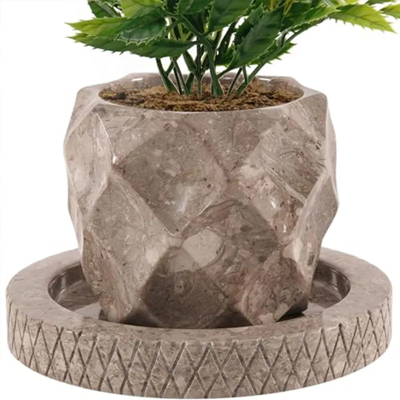 4" Marble Planters For Plant Stand -  Indoor Planter & Outdoor Planter