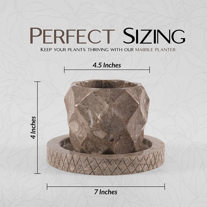 4" Marble Planters For Plant Stand -  Indoor Planter & Outdoor Planter