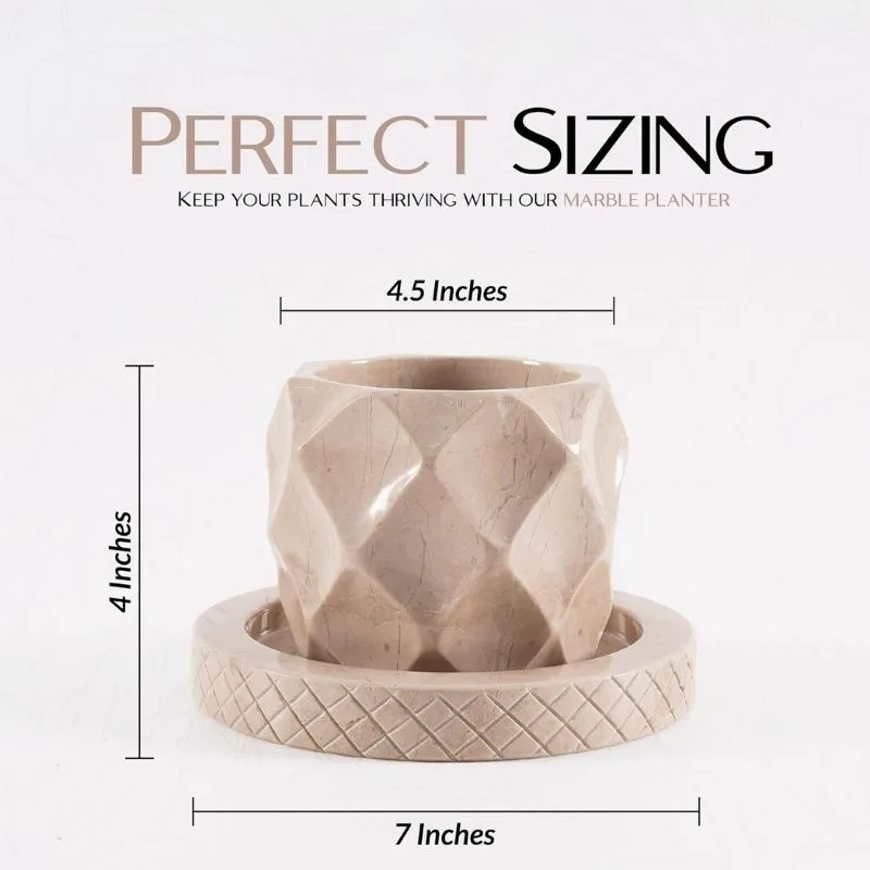 4" Marble Planters For Plant Stand -  Indoor Planter & Outdoor Planter