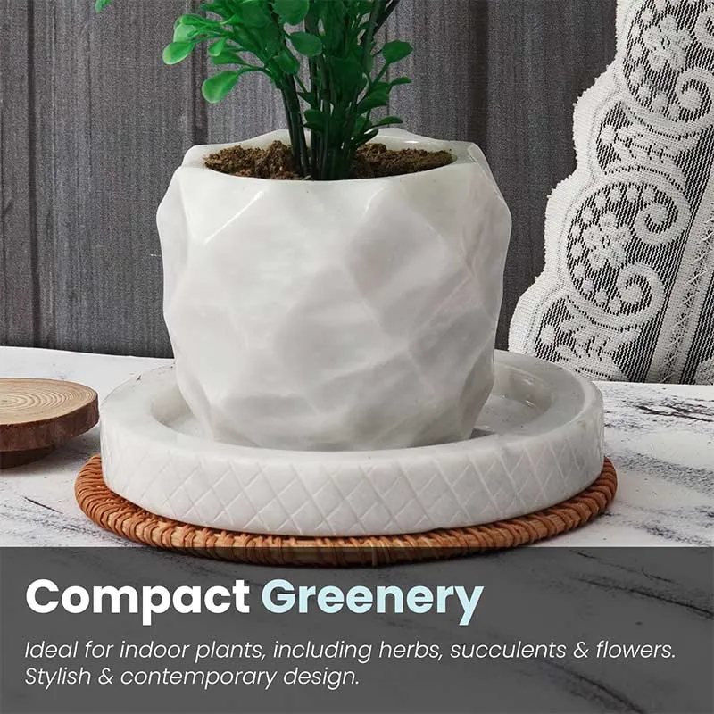 4" Marble Planters For Plant Stand -  Indoor Planter & Outdoor Planter