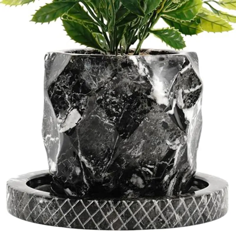 4" Marble Planters For Plant Stand -  Indoor Planter & Outdoor Planter