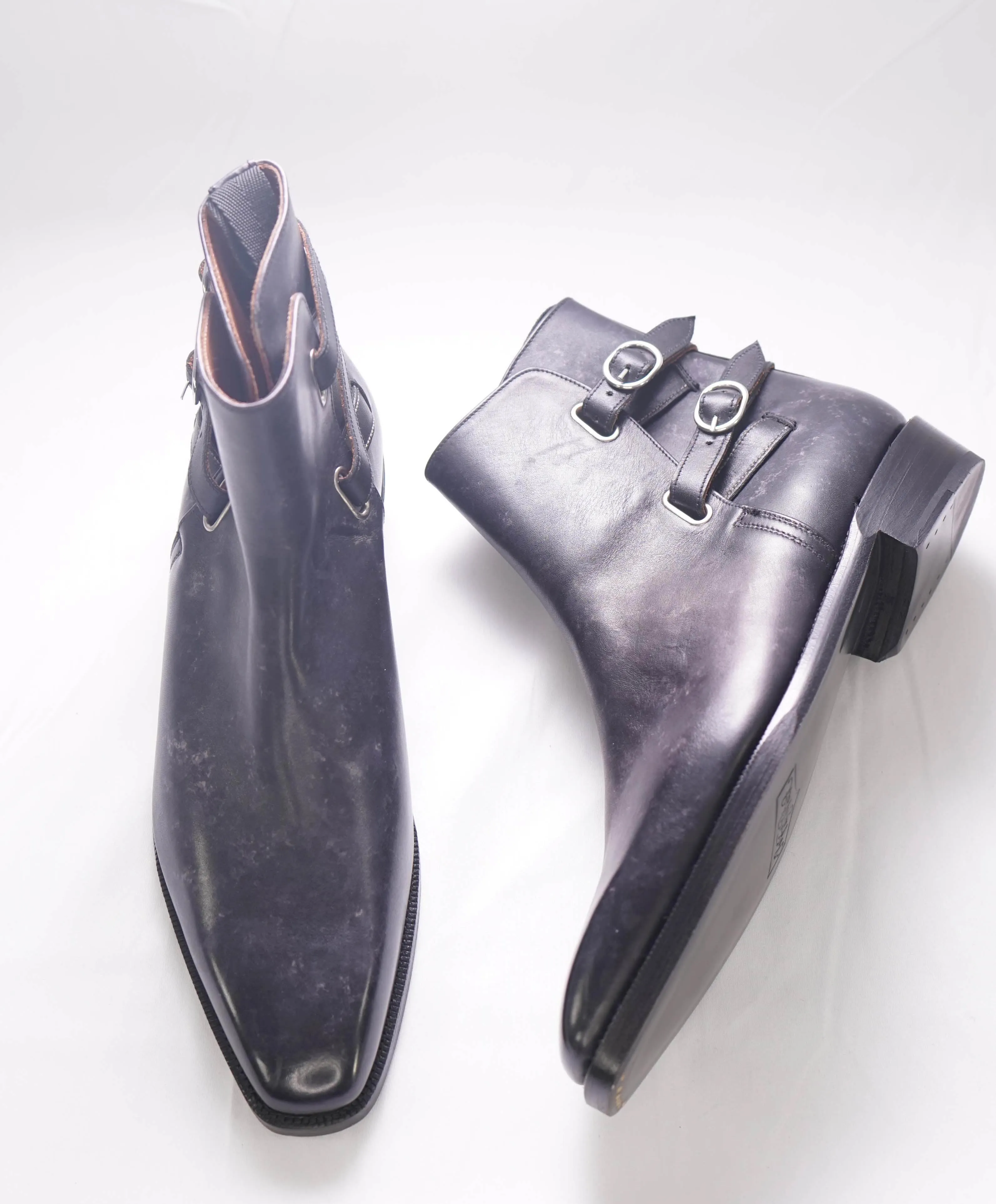$625 J FITZPATRICK - "Genesee" Black/Gray Side Strap - 9 US 8 UK