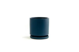 6.25" Gemstone Cylinder Pots with Water Saucers | Midnight