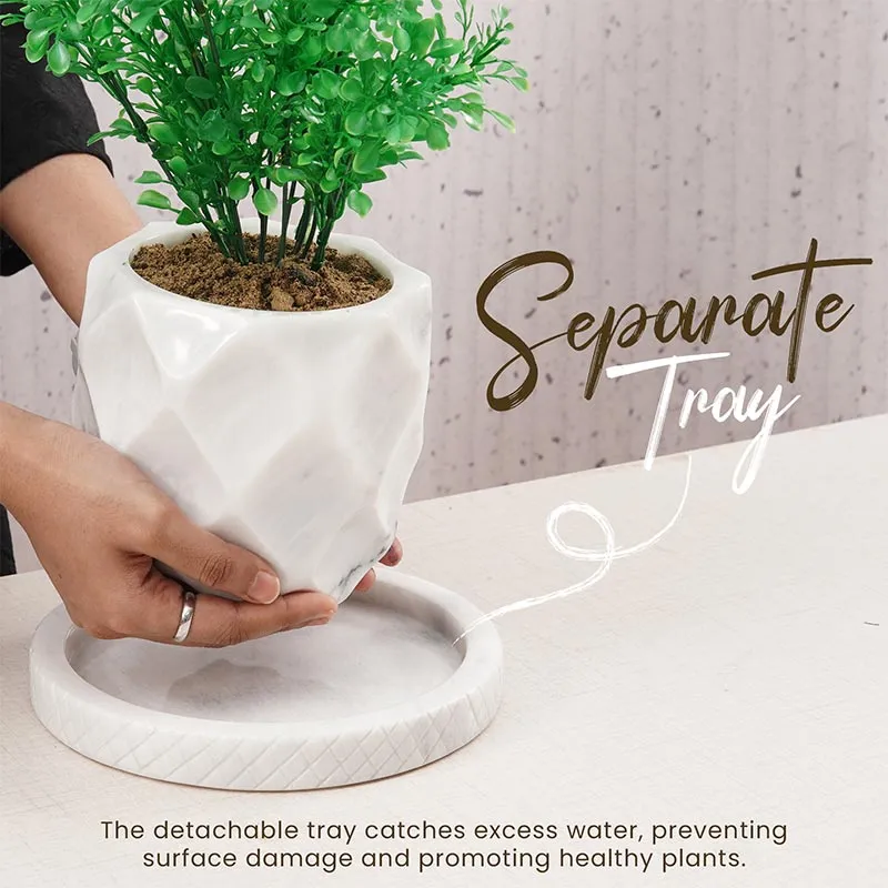 6" Marble Planters For Houseplants -  Large Outdoor Planters  & Indoor Planters