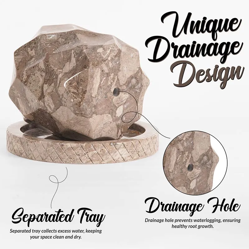 6" Marble Planters For Houseplants -  Large Outdoor Planters  & Indoor Planters