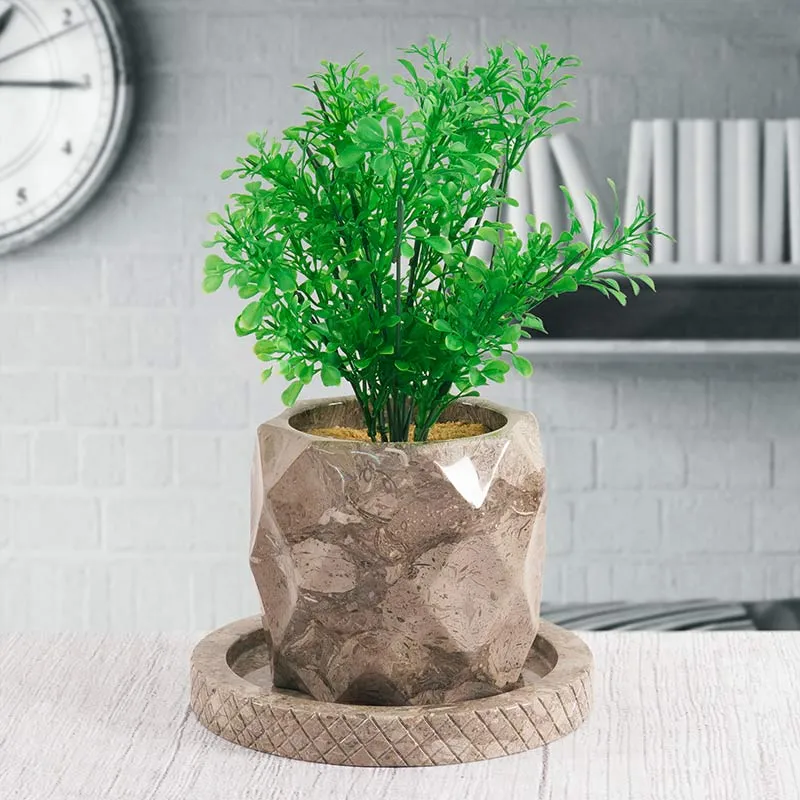 6" Marble Planters For Houseplants -  Large Outdoor Planters  & Indoor Planters