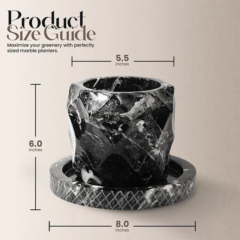 6" Marble Planters For Houseplants -  Large Outdoor Planters  & Indoor Planters