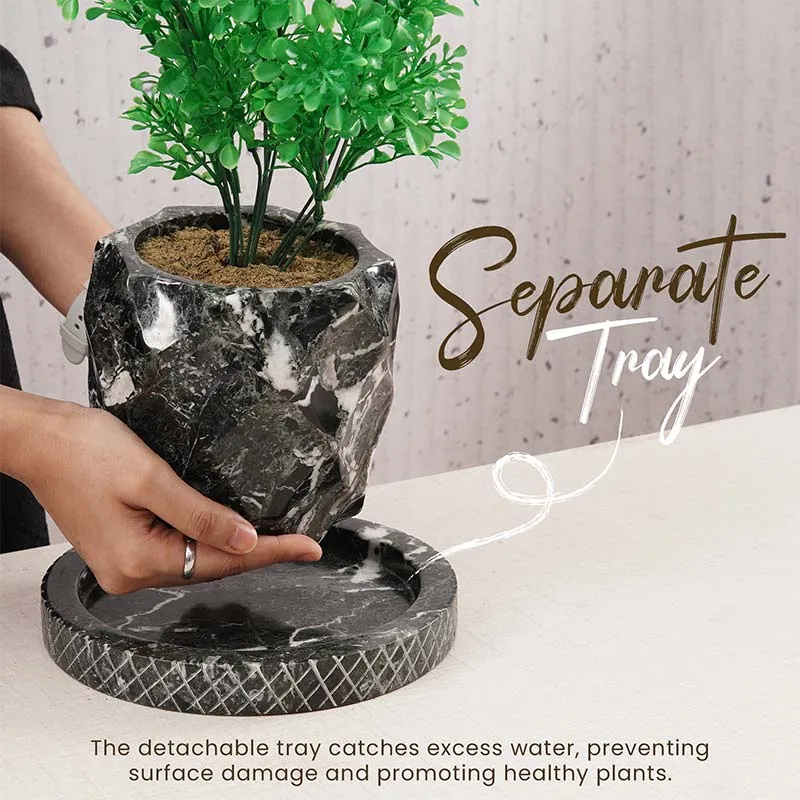 6" Marble Planters For Houseplants -  Large Outdoor Planters  & Indoor Planters
