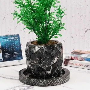 6" Marble Planters For Houseplants -  Large Outdoor Planters  & Indoor Planters