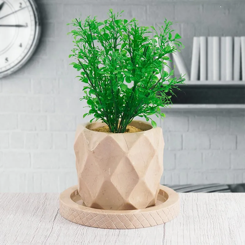 6" Marble Planters For Houseplants -  Large Outdoor Planters  & Indoor Planters