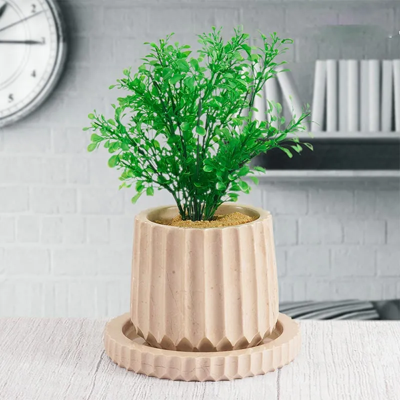6" Marble Planters For Hydrangea Pot -  Large Outdoor Planters  & Indoor Planters