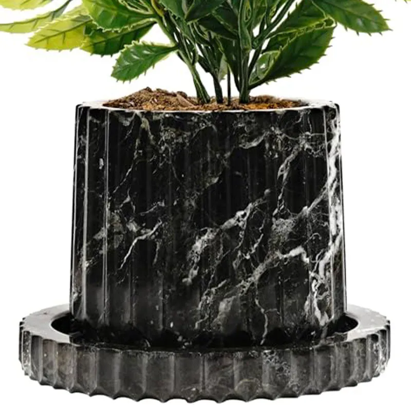 6" Marble Planters For Hydrangea Pot -  Large Outdoor Planters  & Indoor Planters