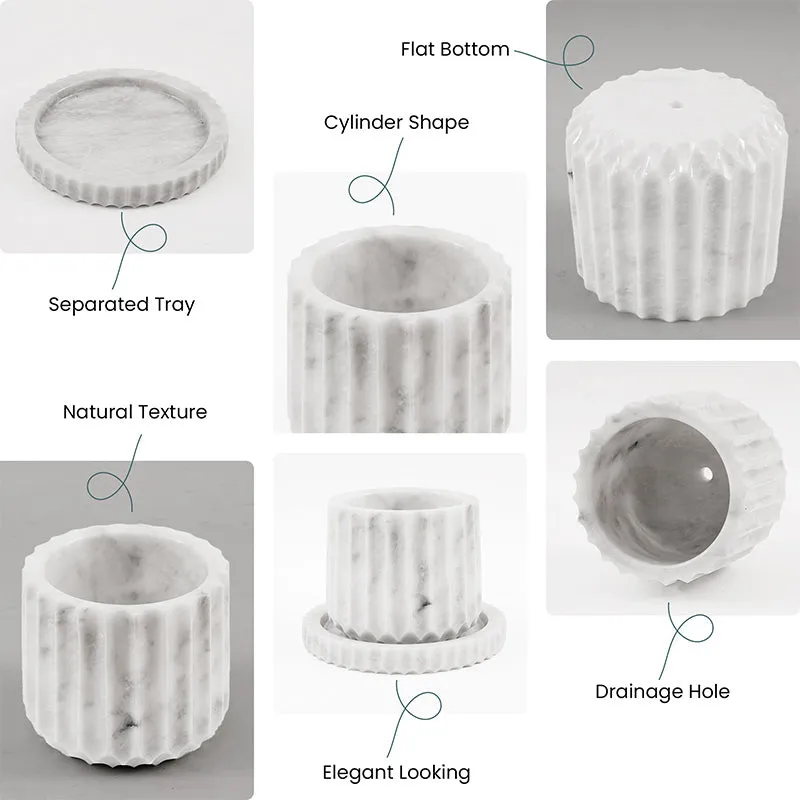6" Marble Planters For Hydrangea Pot -  Large Outdoor Planters  & Indoor Planters