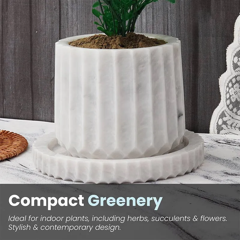 6" Marble Planters For Hydrangea Pot -  Large Outdoor Planters  & Indoor Planters