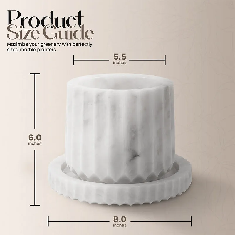 6" Marble Planters For Hydrangea Pot -  Large Outdoor Planters  & Indoor Planters
