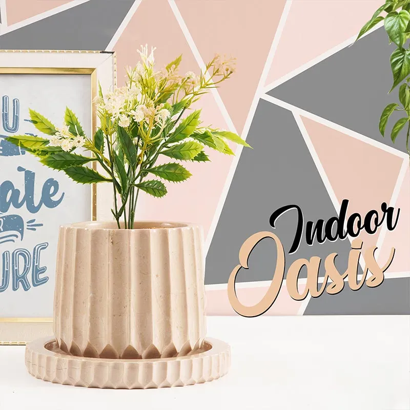 6" Marble Planters For Hydrangea Pot -  Large Outdoor Planters  & Indoor Planters
