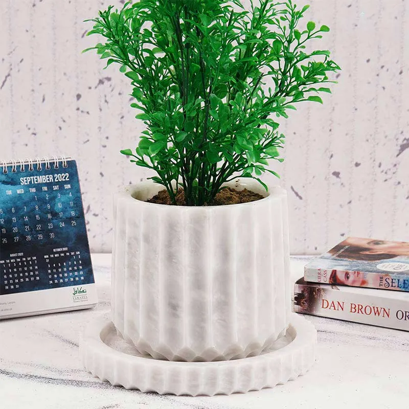 6" Marble Planters For Hydrangea Pot -  Large Outdoor Planters  & Indoor Planters