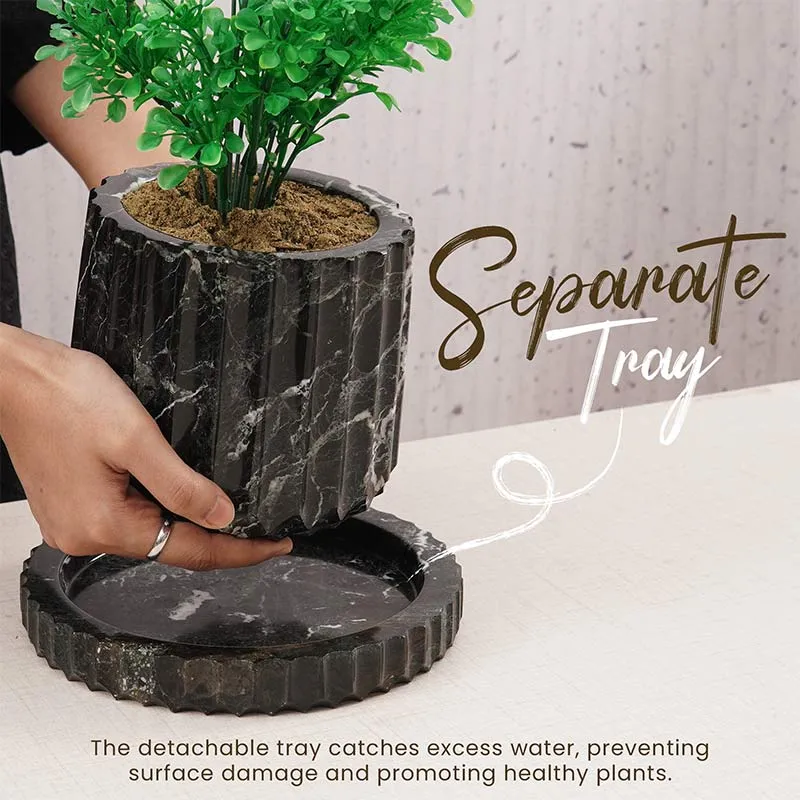 6" Marble Planters For Hydrangea Pot -  Large Outdoor Planters  & Indoor Planters