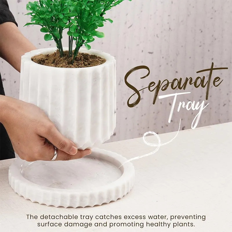 6" Marble Planters For Hydrangea Pot -  Large Outdoor Planters  & Indoor Planters
