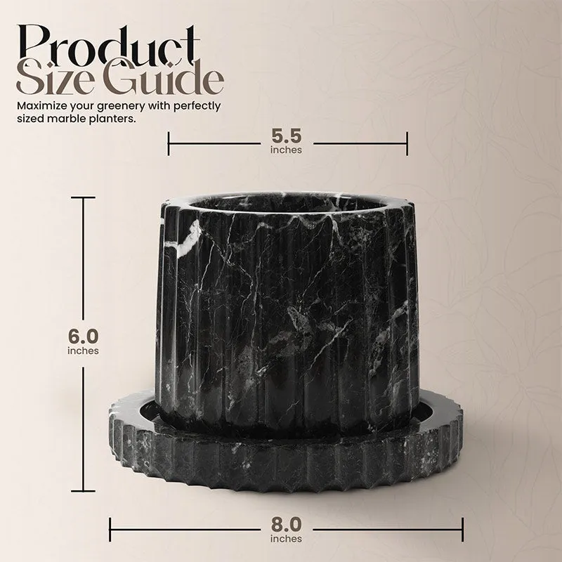 6" Marble Planters For Hydrangea Pot -  Large Outdoor Planters  & Indoor Planters