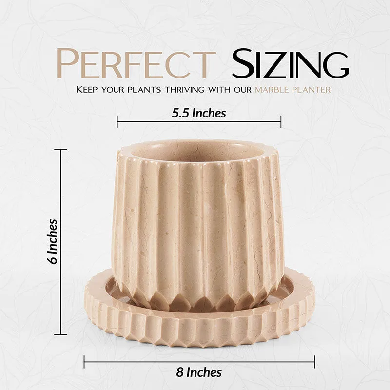 6" Marble Planters For Hydrangea Pot -  Large Outdoor Planters  & Indoor Planters