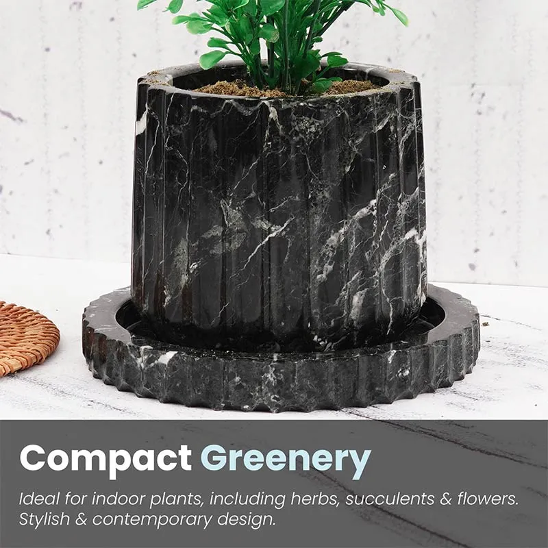 6" Marble Planters For Hydrangea Pot -  Large Outdoor Planters  & Indoor Planters