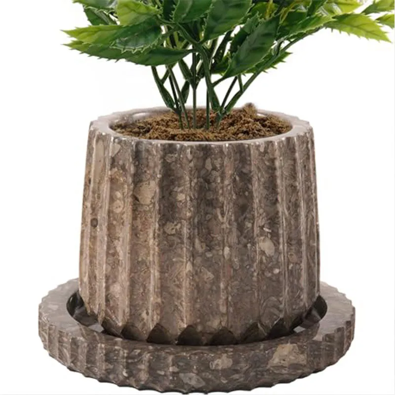 6" Marble Planters For Hydrangea Pot -  Large Outdoor Planters  & Indoor Planters