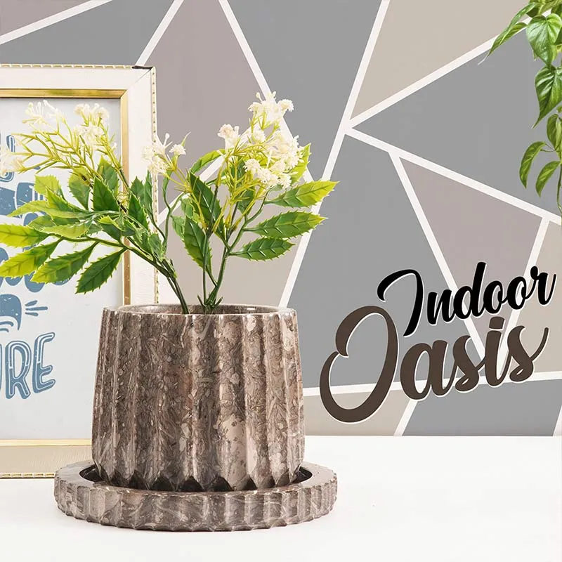 6" Marble Planters For Hydrangea Pot -  Large Outdoor Planters  & Indoor Planters