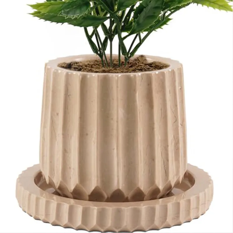 6" Marble Planters For Hydrangea Pot -  Large Outdoor Planters  & Indoor Planters