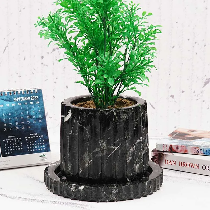 6" Marble Planters For Hydrangea Pot -  Large Outdoor Planters  & Indoor Planters